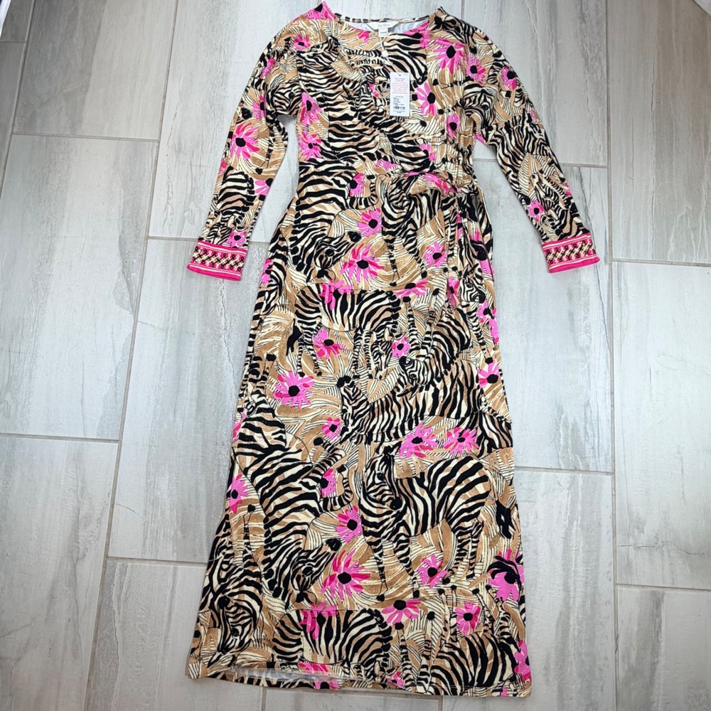 Lilly Pulitzer Demy El Morocco Zebra Dolman Sleeve Maxi Dress S NWT